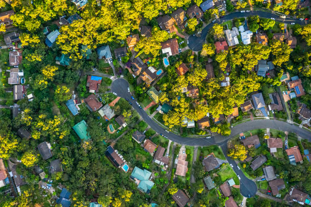 istock Sydney Suburb overhead perspective roof tops 1215805033