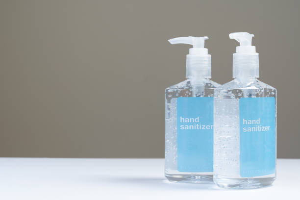 istock Two hand sanitizer in plastic bottle 1215806055