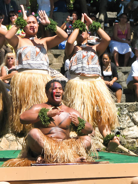 fidschi-tänzer - hawaii islands luau hula dancing hawaiian culture stock-fotos und bilder