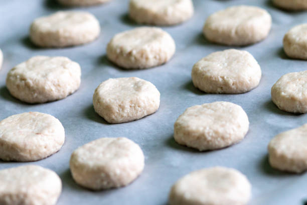 istock raw dough for cookies ready for baking. food pattern, home cooking concept 1215811866
