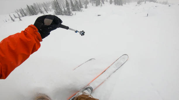 istock Backcountry skier descends mountain 1215814319