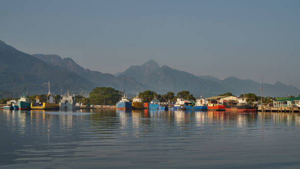 Calm morning in the La Ceiba harbor stock photo