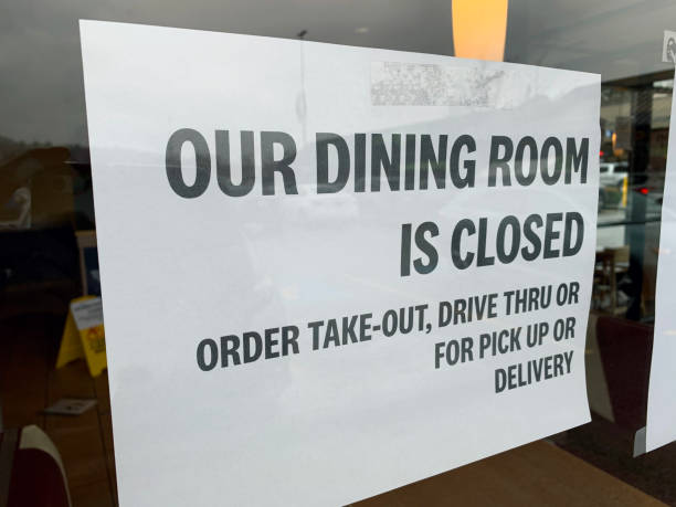 istock Restaurant Dining Room Closed Sign 1215817335