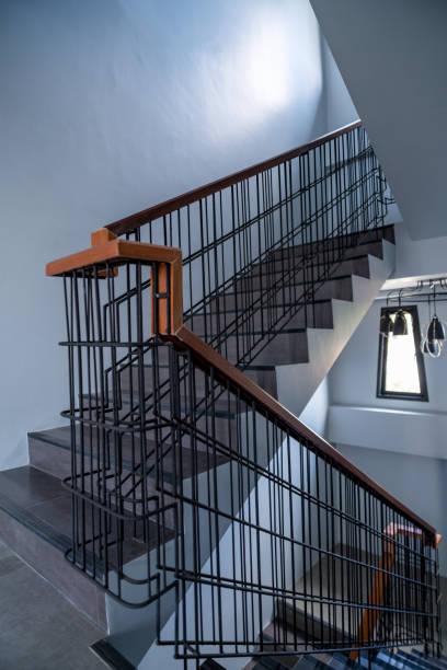 istock Staircase luxury home in modern villa beautiful interior. 1215819735