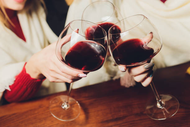 istock Clinking glasses with alcohol and toasting, party. 1215820788