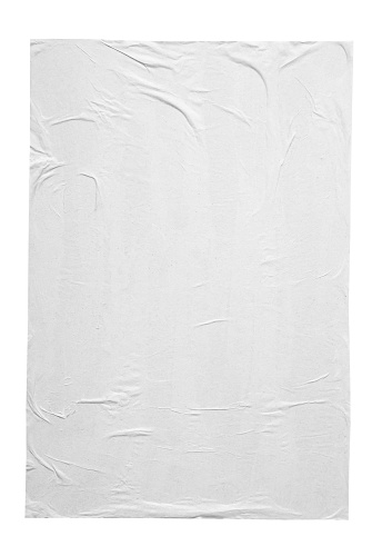 Blank White Crumpled And Creased Paper Poster Texture Isolated On White  Background Stock Photo - Download Image Now - iStock