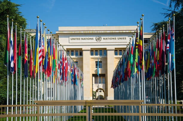 Geneva,  Switzerland - September 14, 2017: Palace of Nations - seat of the United Nations in Geneva, Switzerland stock photo