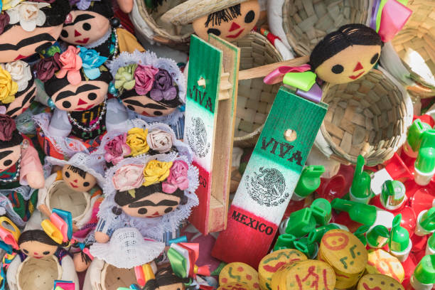 istock Handmade dolls inspired by famous Mexican painter. 1215821406