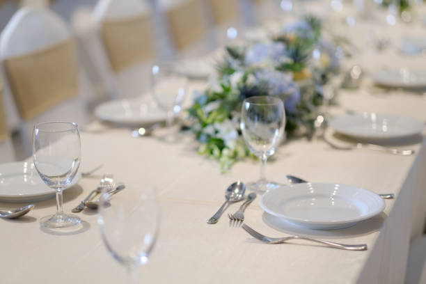 istock empty glasses wine in restaurant, glass water, campaign glass 1215823127