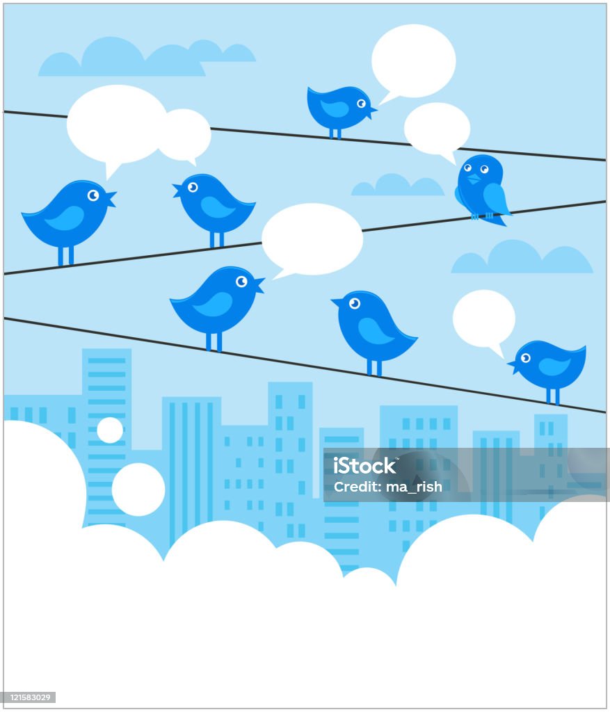 social network background with birds  Blue stock vector