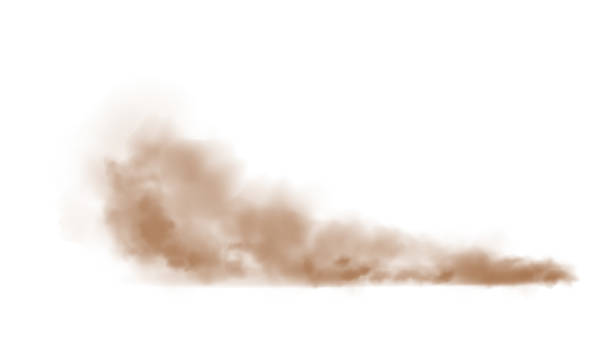 ilustraciones, imágenes clip art, dibujos animados e iconos de stock de nube de plumas de polvo marrón con espacio de copia blanca - coches abandonados