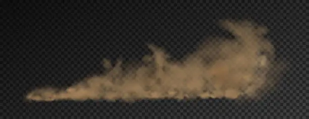 Vector illustration of Brown dust plume cloud on transparent background