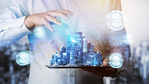 istock Modern creative telecommunication and internet network connect in smart city. 1215837586