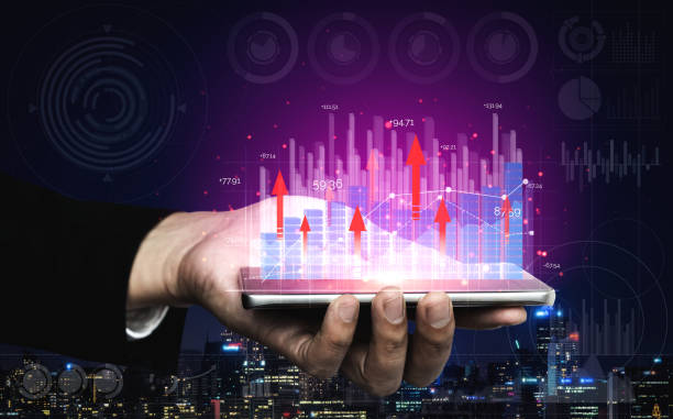 istock Double Exposure Image of Business Profit Growth 1215837598