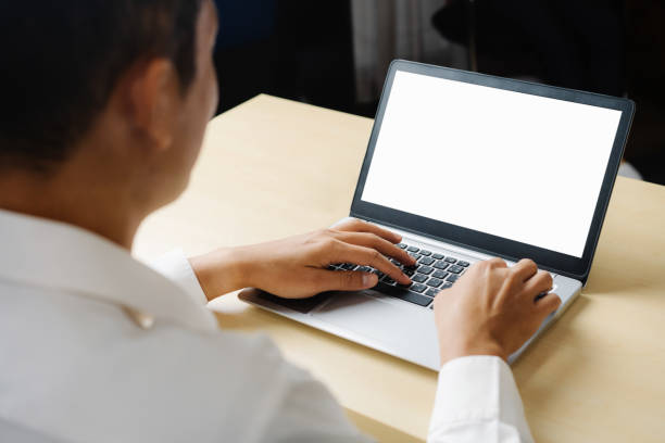 istock Business person worker uses a laptop computer. 1215837906