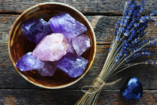 istock Amethyst and Rose Quartz Healing Crystals 1215839600