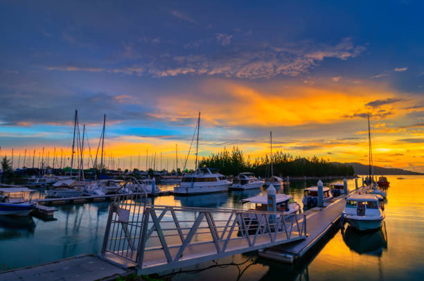 istock Beautiful scenery sunset background surrounding yatch harbour at Manjung , Perak State Malaysia 1215843203