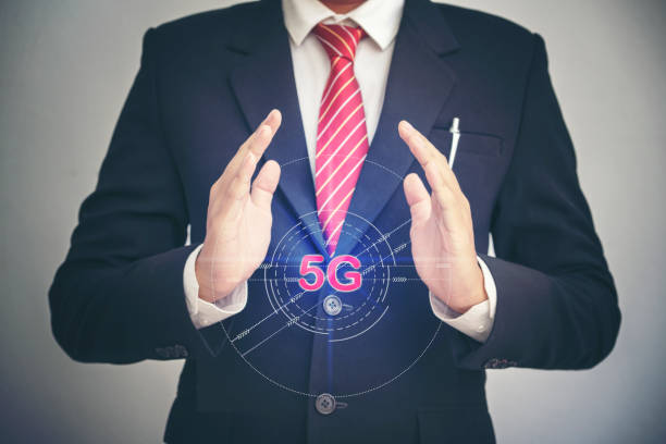 istock Businessman with 5g technology icon 1215843296