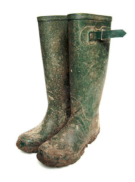 Muddy Wellington Boots  rubber boot stock pictures, royalty-free photos & images