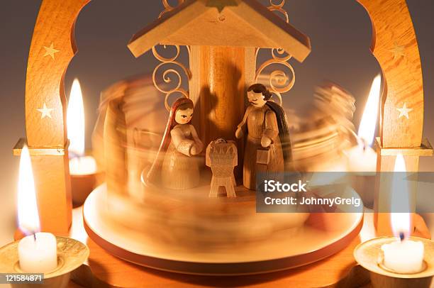 Rotating Nativity Scene Stock Photo - Download Image Now - Nativity Scene, Erzgebirge, Wood - Material