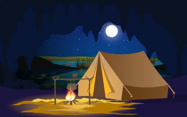 Vector illustration of camping