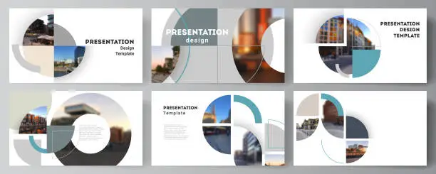 Vector illustration of Vector layout of the presentation slides design business templates, multipurpose template for presentation brochure. Background with abstract circle round banners. Corporate business concept template