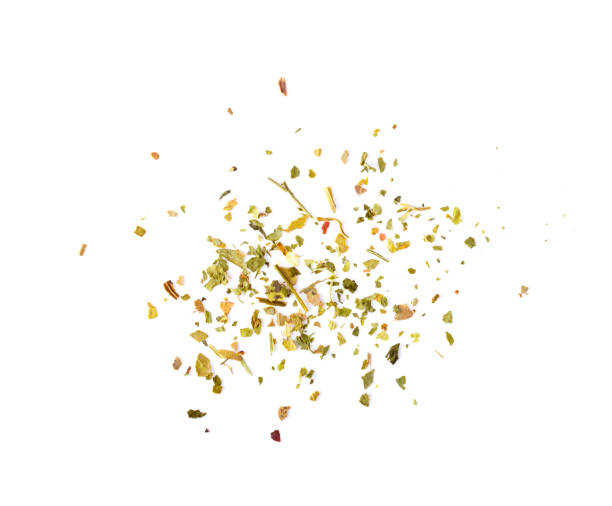 istock dried parsley isolated on white background. top view 1215856108