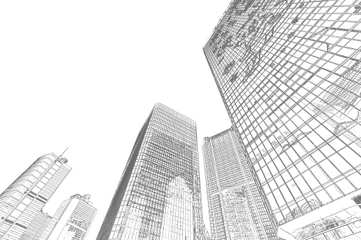 Hand Drawn architecture abstract in Hong Kong