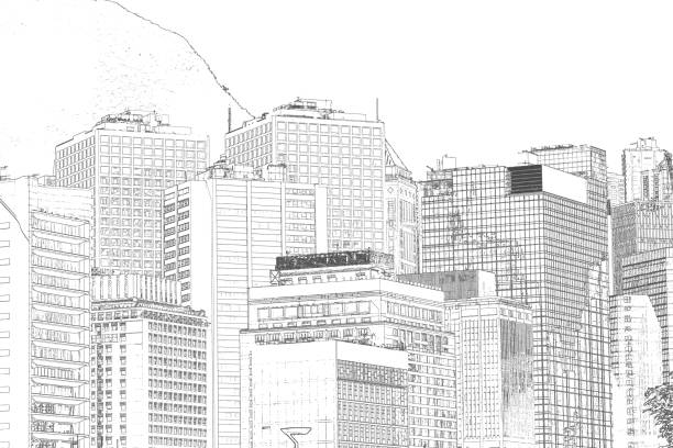 Building or skyscrapers design concept of buildings and landmarks on white background.