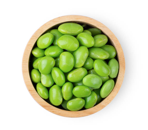 istock edamame green soy beans isolated on white background. top view 1215859991