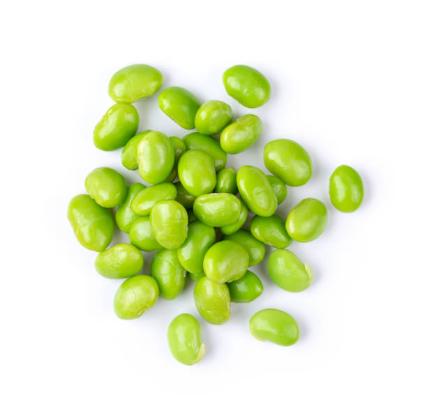 istock green soybeans seeds isolated on white background. top view 1215860015