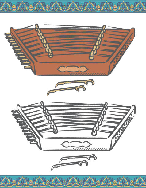 arabski tradycyjny instrument kanun. - dulcimer stock illustrations