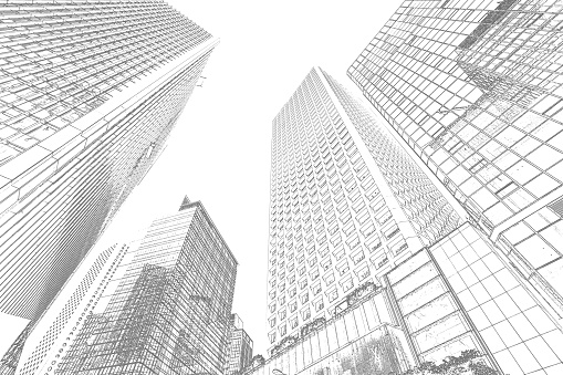 Hand Drawn architecture abstract in Hong Kong