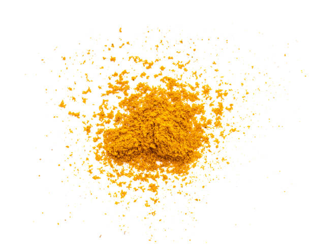 istock Dry turmeric powder(curcuma longa linn) isolated on white background. Top view 1215863168