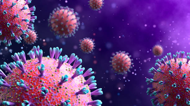 istock 3D render bacteria virus, 3d render microbe. Infection and spread of coronavirus. 1215863548
