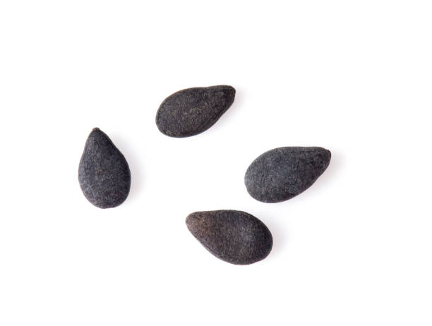 istock black sesame isolated on white background. top view 1215868744