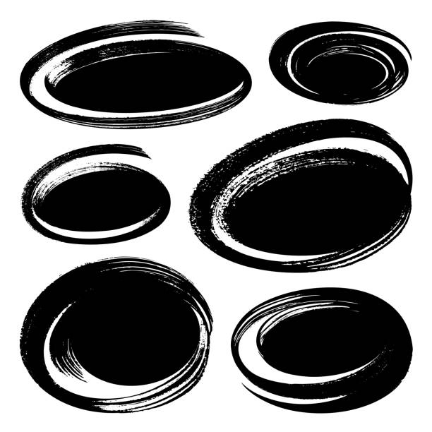 illustrations, cliparts, dessins animés et icônes de ensemble de sélection de texte marqueur noir. cercle dessiné à la main et marqueurs ovales isolés sur fond blanc. - check mark