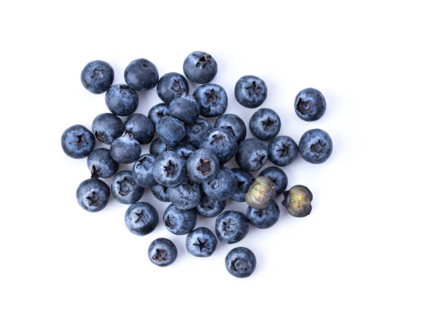 istock Blueberries  isolated on white background. top view 1215871545