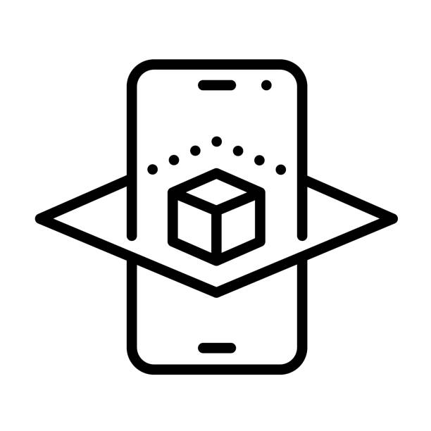 Augmented reality smartphone app outline vector icon