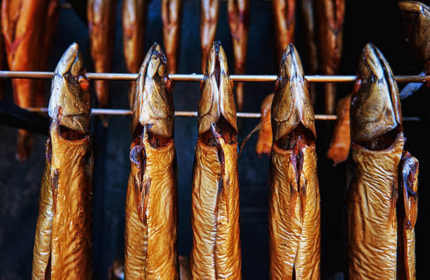 istock Delicious mackerel freshly smoked food. Scomber scombrus. 1215872894