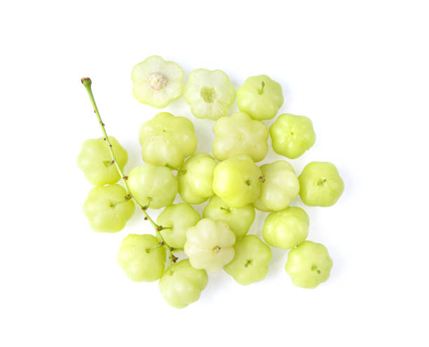 istock star gooseberry with leaf isolated on white background. top view 1215873841
