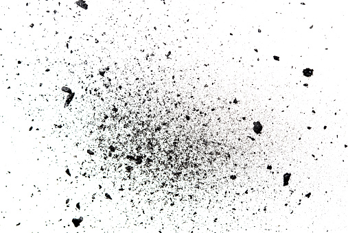 Black coal dust isolated on white background