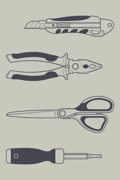 Vector illustration of Set of craft tools