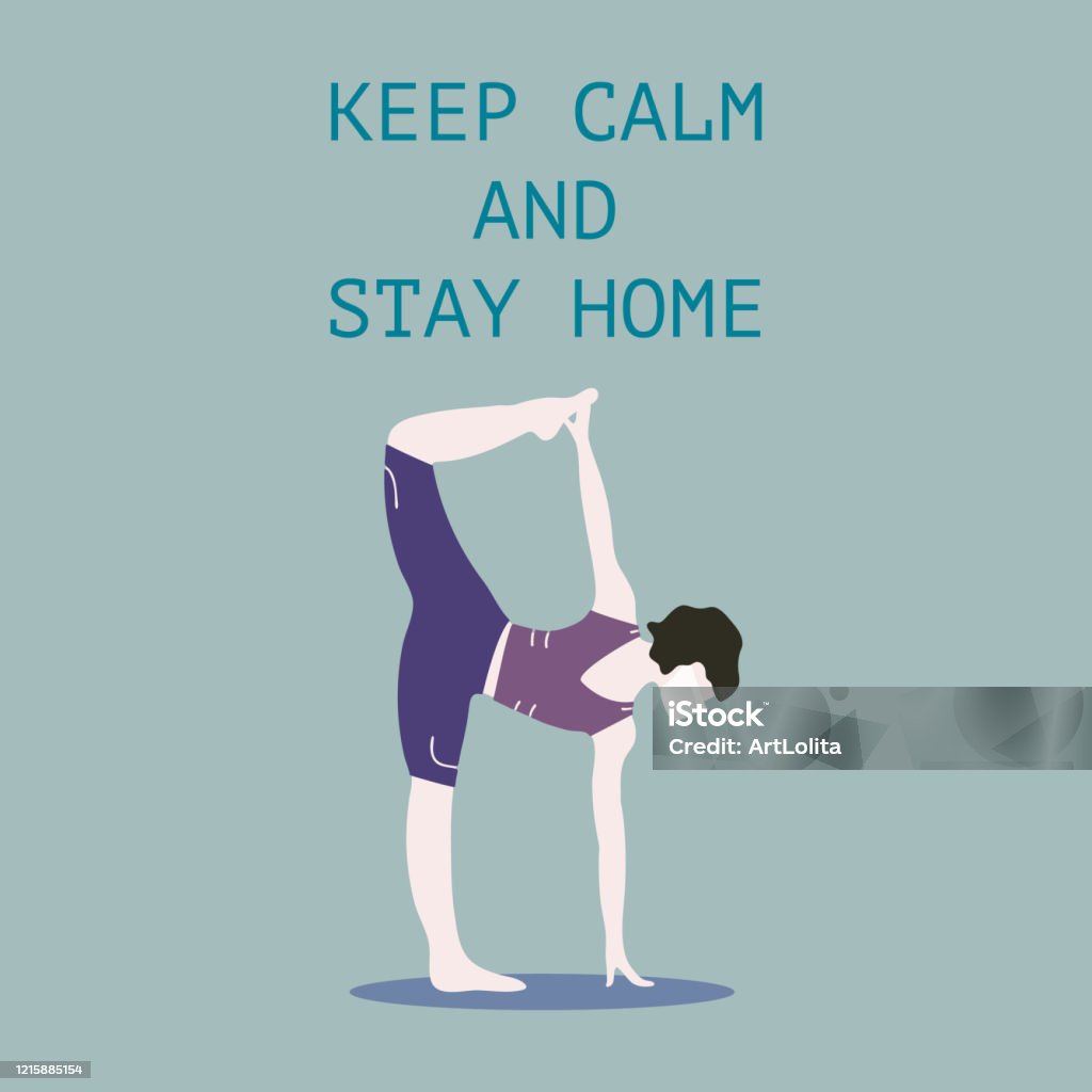 Covid19 Prevention Beautiful Athletic Girl With Bob Hairstyle Does Yoga At  Home In Mask Social Distancing During Pandemia Of Coronavirus Keep Calm  Stay Home Social Distance And Healthy Lifestyle Stock Illustration -