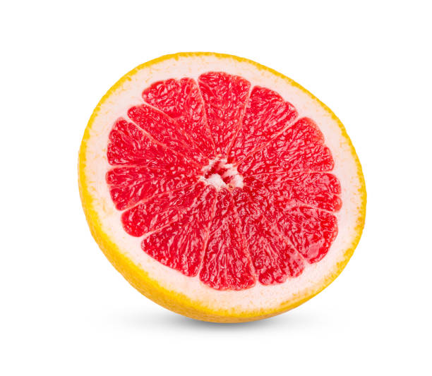 istock pink orange or grapefruit with slice isolated on white background 1215886067