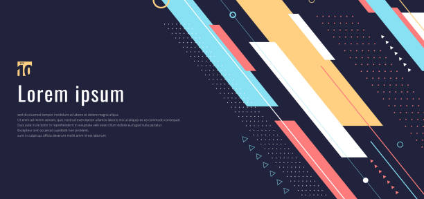 Banner web design template dynamic geometric pattern diagonal stripes line elements on blue background Banner web design template dynamic geometric pattern diagonal stripes line elements on blue background. Vector illustration dynamic graphic stock illustrations