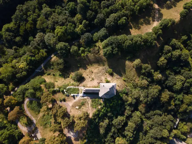 Photo of Aerial view of ruined medieval Halych Castle