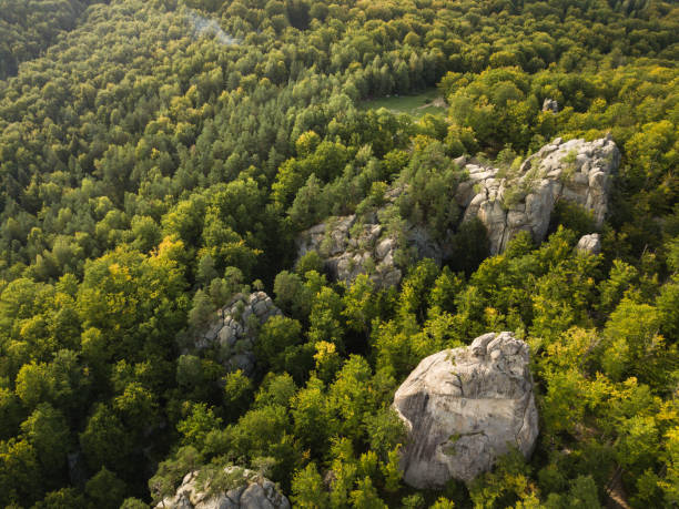 istock Dovbush Rocks ancient cave monastery in Carpathian mountains 1215890166