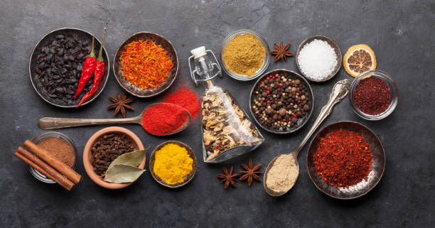 istock Various spices in bowls and spoons 1215890926