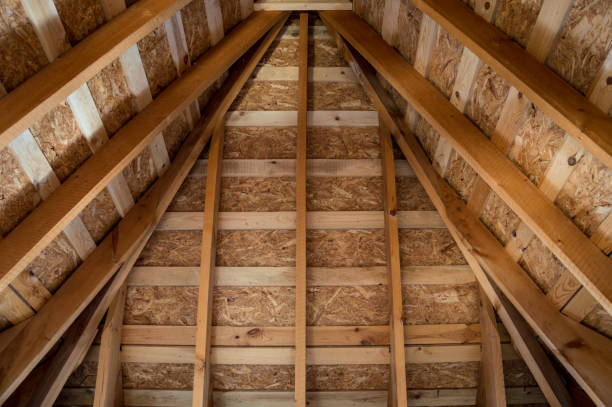istock Wooden roof with beams 1215892741